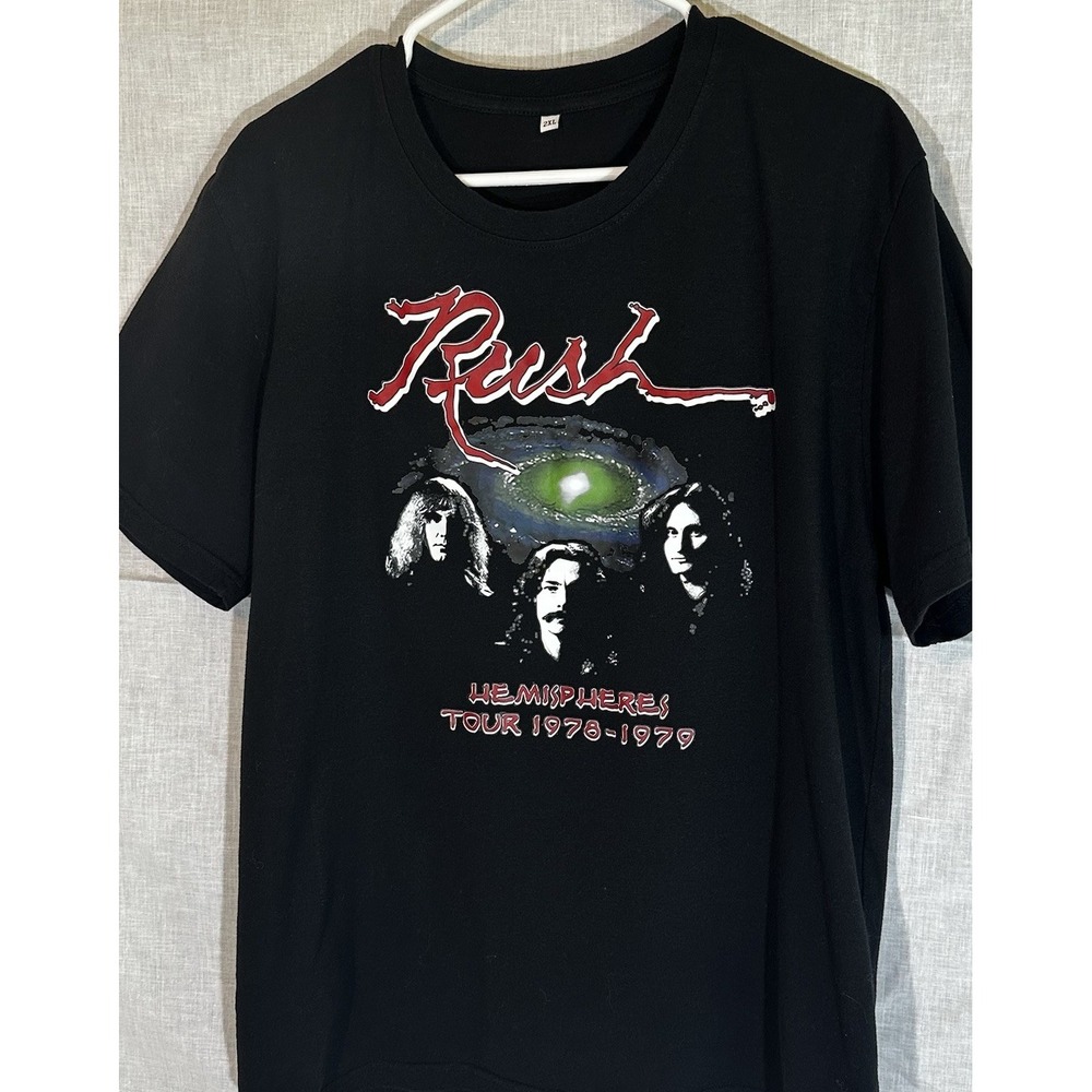 Rush Hemispheres Tour 1978 1979 Double Sided T-Shirt 2XL Black Rock Band